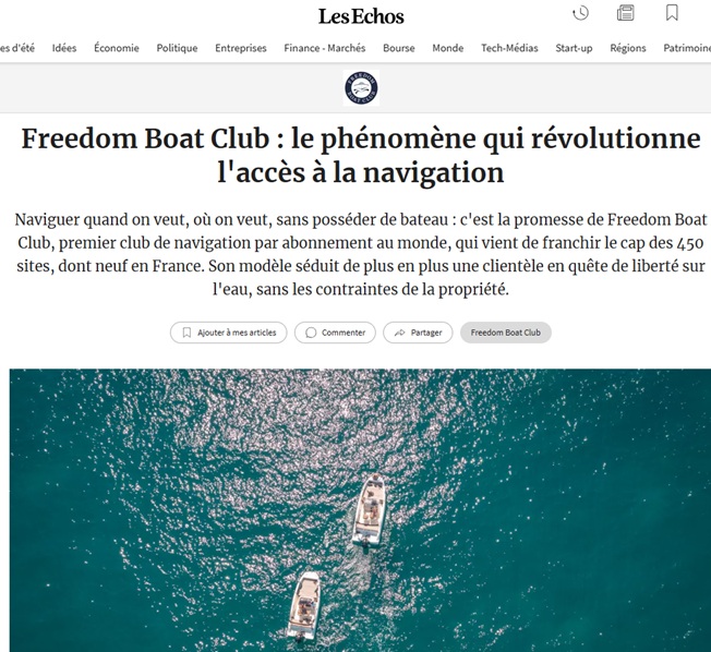 Les Echos Article de Presse Freedom Boat Club