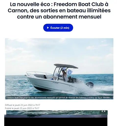 Nouvelle Eco - Interview France Bleu pour Freedom Boat Club